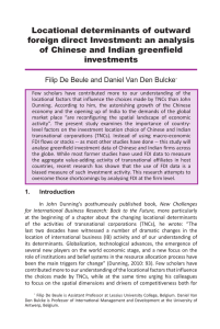 Locational determinants of outward foreign direct Investment: an analysis