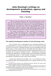 John Dunning’s writings on development: gradualism, agency and meaning Peter J. Buckley