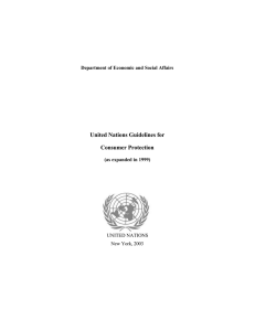 United Nations Guidelines for Consumer Protection Department of Economic and Social Affairs