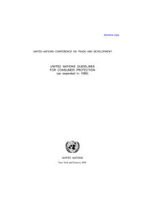 UNITED NATIONS GUIDELINES FOR CONSUMER PROTECTION (as expanded in 1999)