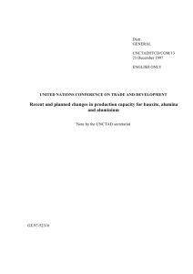 Recent and planned changes in production capacity for bauxite, alumina Distr. GENERAL