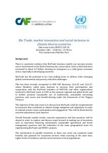 Bio Trade, market innovation and social inclusion in climate diverse scenarios