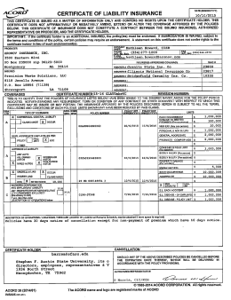 ACORD CERTIFICATE OF LIABILITY INSURANCE