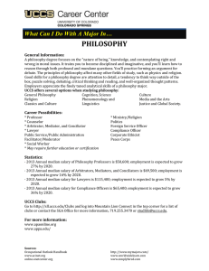 What Can I Do With A Major In…  PHILOSOPHY General Information: