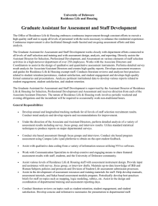Graduate Assistant for Assessment and Staff Development  University of Delaware