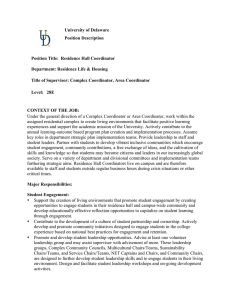 University of Delaware Position Description  Position Title:  Residence Hall Coordinator
