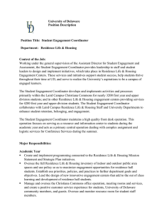University of Delaware Position Description Position Title:  Student Engagement Coordinator