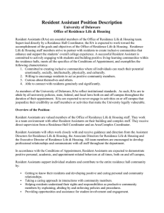 Resident Assistant Position Description University of Delaware