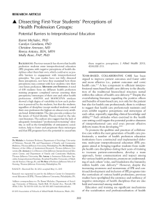  Dissecting First-Year Students’ Perceptions of Health Profession Groups: RESEARCH ARTICLE