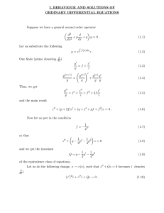 I. BEHAVIOUR AND SOLUTIONS OF ORDINARY DIFFERENTIAL EQUATIONS