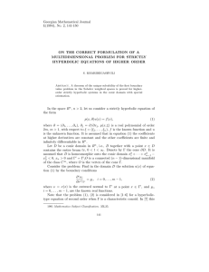 Georgian Mathematical Journal 1(1994), No. 2, 141-150 MULTIDIMENSIONAL PROBLEM FOR STRICTLY