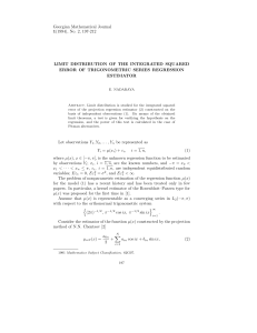 Georgian Mathematical Journal 1(1994), No. 2, 197-212 ERROR OF TRIGONOMETRIC SERIES REGRESSION