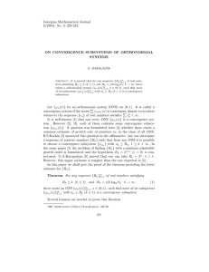 Georgian Mathematical Journal 1(1994), No. 3, 235-242 ON CONVERGENCE SUBSYSTEMS OF ORTHONORMAL SYSTEMS