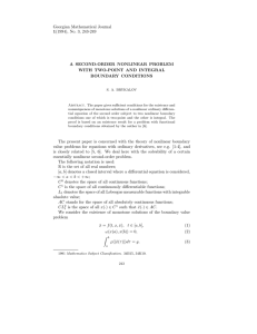 Georgian Mathematical Journal 1(1994), No. 3, 243-249 A SECOND-ORDER NONLINEAR PROBLEM