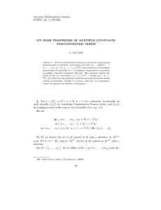 Georgian Mathematical Journal 1(1994), No. 3, 287-302 TRIGONOMETRIC SERIES