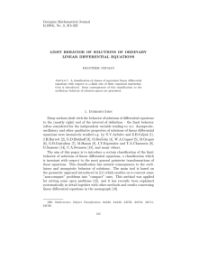 Georgian Mathematical Journal 1(1994), No. 3, 315-323 LINEAR DIFFERENTIAL EQUATIONS