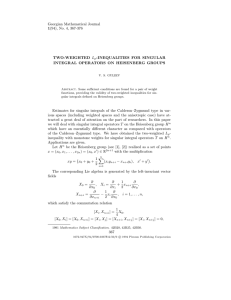 Georgian Mathematical Journal 1(94), No. 4, 367-376 L -INEQUALITIES FOR SINGULAR
