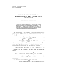 Georgian Mathematical Journal 1(94), No. 5, 459-467 BOUNDARY VALUE PROBLEMS OF