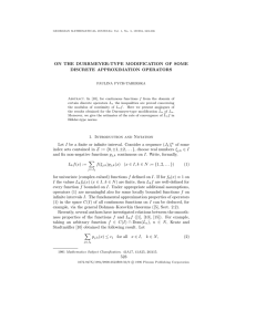 ON THE DURRMEYER-TYPE MODIFICATION OF SOME DISCRETE APPROXIMATION OPERATORS e