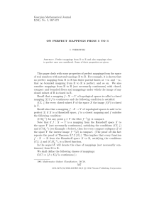 Georgian Mathematical Journal 1(94), No. 5, 567-573 ON PERFECT MAPPINGS FROM R