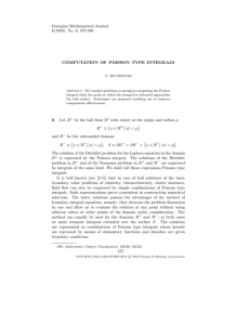 Georgian Mathematical Journal 1(1994), No. 6, 575-586 COMPUTATION OF POISSON TYPE INTEGRALS