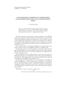 Georgian Mathematical Journal 1(1994), No. 6, 587-598 NON-STATIONARY PROBLEMS OF GENERALIZED