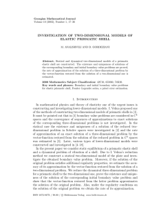 INVESTIGATION OF TWO-DIMENSIONAL MODELS OF ELASTIC PRISMATIC SHELL