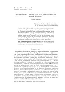 COMBINATORIAL HOMOLOGY IN A PERSPECTIVE OF IMAGE ANALYSIS