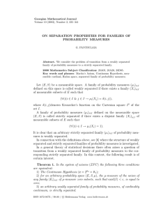 ON SEPARATION PROPERTIES FOR FAMILIES OF PROBABILITY MEASURES