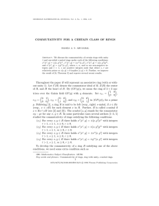 COMMUTATIVITY FOR A CERTAIN CLASS OF RINGS