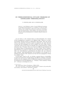 ON THREE-DIMENSIONAL DYNAMIC PROBLEMS OF GENERALIZED THERMOELASTICITY