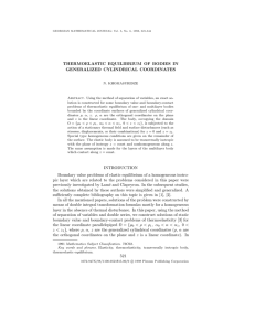 THERMOELASTIC EQUILIBRIUM OF BODIES IN GENERALIZED CYLINDRICAL COORDINATES