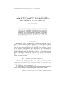 APPLICATION OF ANALOGUES OF GENERAL KOLOSOV–MUSKHELISHVILI REPRESENTATIONS IN