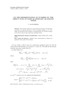 ON THE REPRESENTATION OF NUMBERS BY THE FORMS