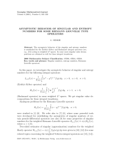 ASYMPTOTIC BEHAVIOR OF SINGULAR AND ENTROPY NUMBERS FOR SOME RIEMANN–LIOUVILLE TYPE OPERATORS