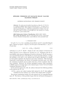 H ¨ OLDER VERSIONS OF BANACH SPACE VALUED RANDOM FIELDS