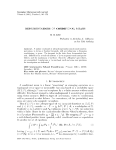REPRESENTATIONS OF CONDITIONAL MEANS Dedicated to Nicholas N. Vakhania