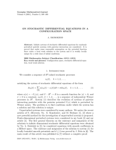 ON STOCHASTIC DIFFERENTIAL EQUATIONS IN A CONFIGURATION SPACE