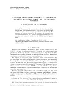 BOUNDARY VARIATIONAL INEQUALITY APPROACH IN THE ANISOTROPIC ELASTICITY FOR THE SIGNORINI PROBLEM