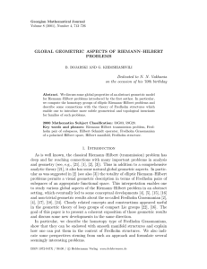 GLOBAL GEOMETRIC ASPECTS OF RIEMANN–HILBERT PROBLEMS Dedicated to N. N. Vakhania