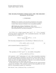THE REARRANGEMENT INEQUALITY FOR THE ERGODIC MAXIMAL FUNCTION