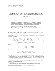 t → ∞ SOLUTIONS OF A NONLINEAR INTEGRO-DIFFERENTIAL EQUATION