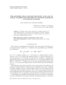 THE BOCHNER MEAN SQUARE DEVIATION AND LAW OF IN BANACH LATTICES