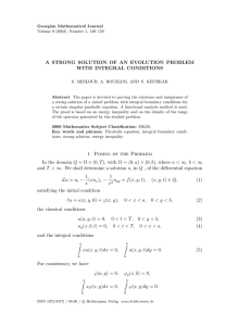 A STRONG SOLUTION OF AN EVOLUTION PROBLEM WITH INTEGRAL CONDITIONS