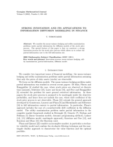 STRONG INNOVATION AND ITS APPLICATIONS TO INFORMATION DIFFUSION MODELLING IN FINANCE