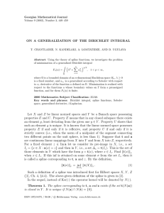 ON A GENERALIZATION OF THE DIRICHLET INTEGRAL