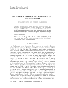 HOLOMORPHIC FRAMINGS FOR PROJECTIONS IN A BANACH ALGEBRA