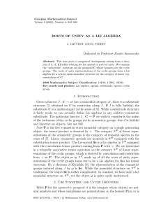 ROOTS OF UNITY AS A LIE ALGEBRA