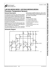 LM135/LM235/LM335, LM135A/LM235A/LM335A Precision Temperature Sensors LM135/LM235/LM335, LM135A/LM235A/LM335A Precision Temperature Sensors General Description