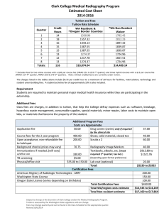 Clark College Medical Radiography Program Estimated Cost Sheet 2014-2016